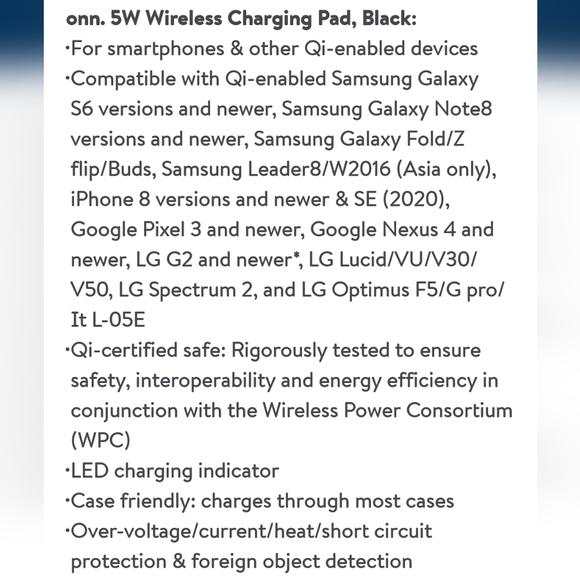 Onn Wireless Phone Charger. Black with mico to USB cord and wall plug - Picture 4 of 5